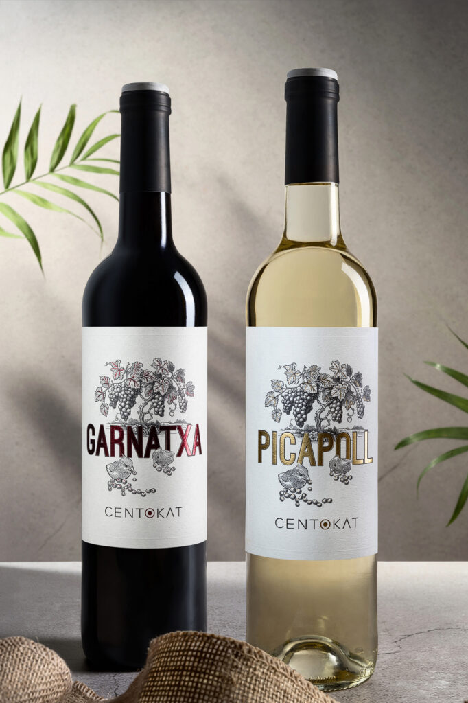 Bodegó minimalista d’ampolles de vi en estudi a Catalunya, orientat a cellers i e-commerce